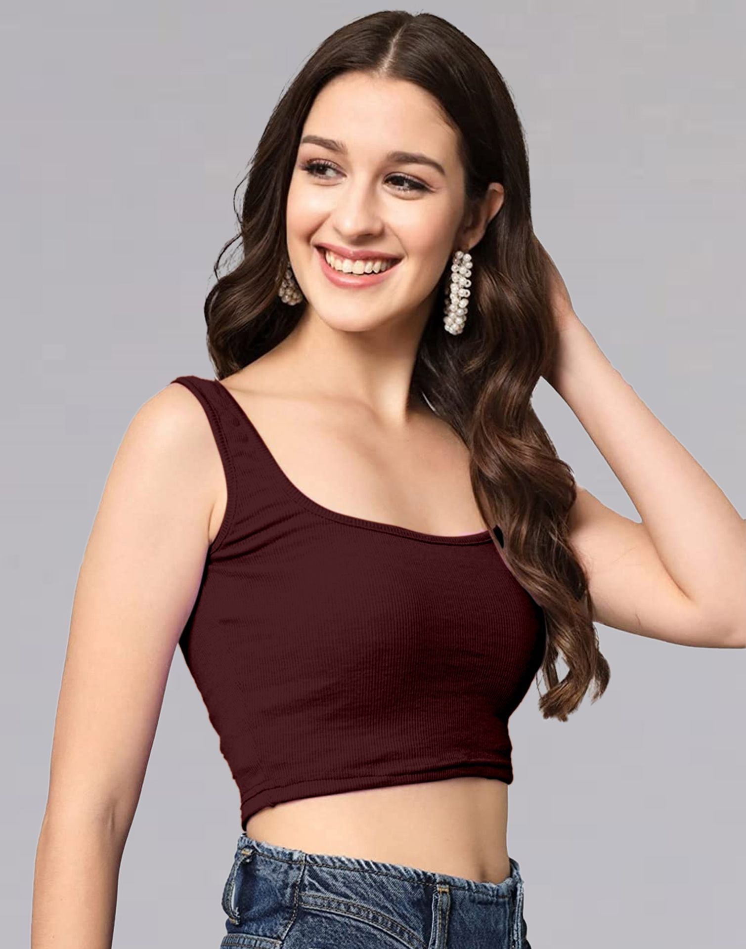 Maroon Square Neck Tank Top | Sudathi