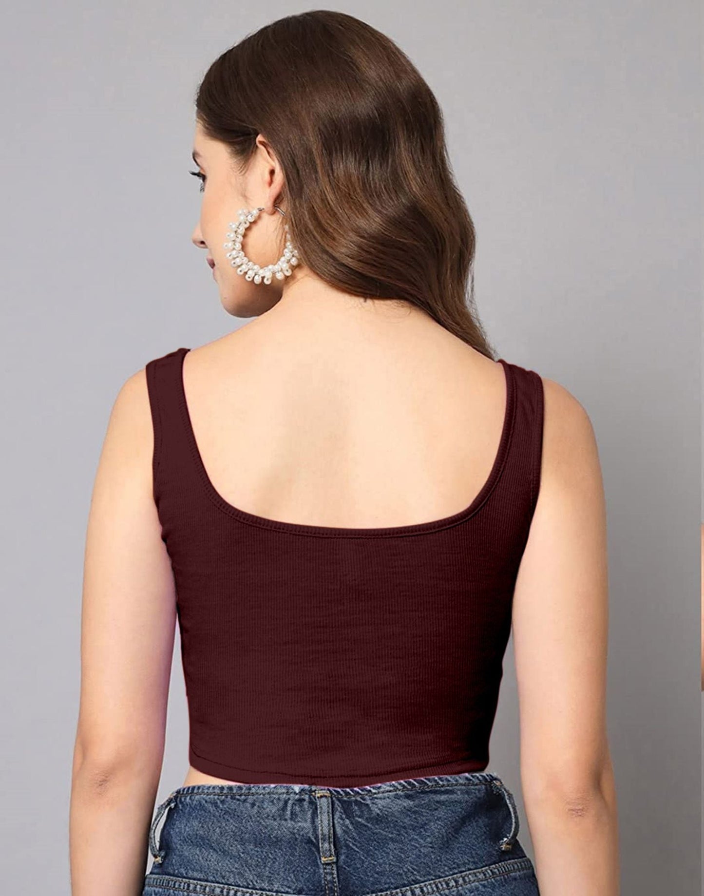 Maroon Square Neck Tank Top | Sudathi