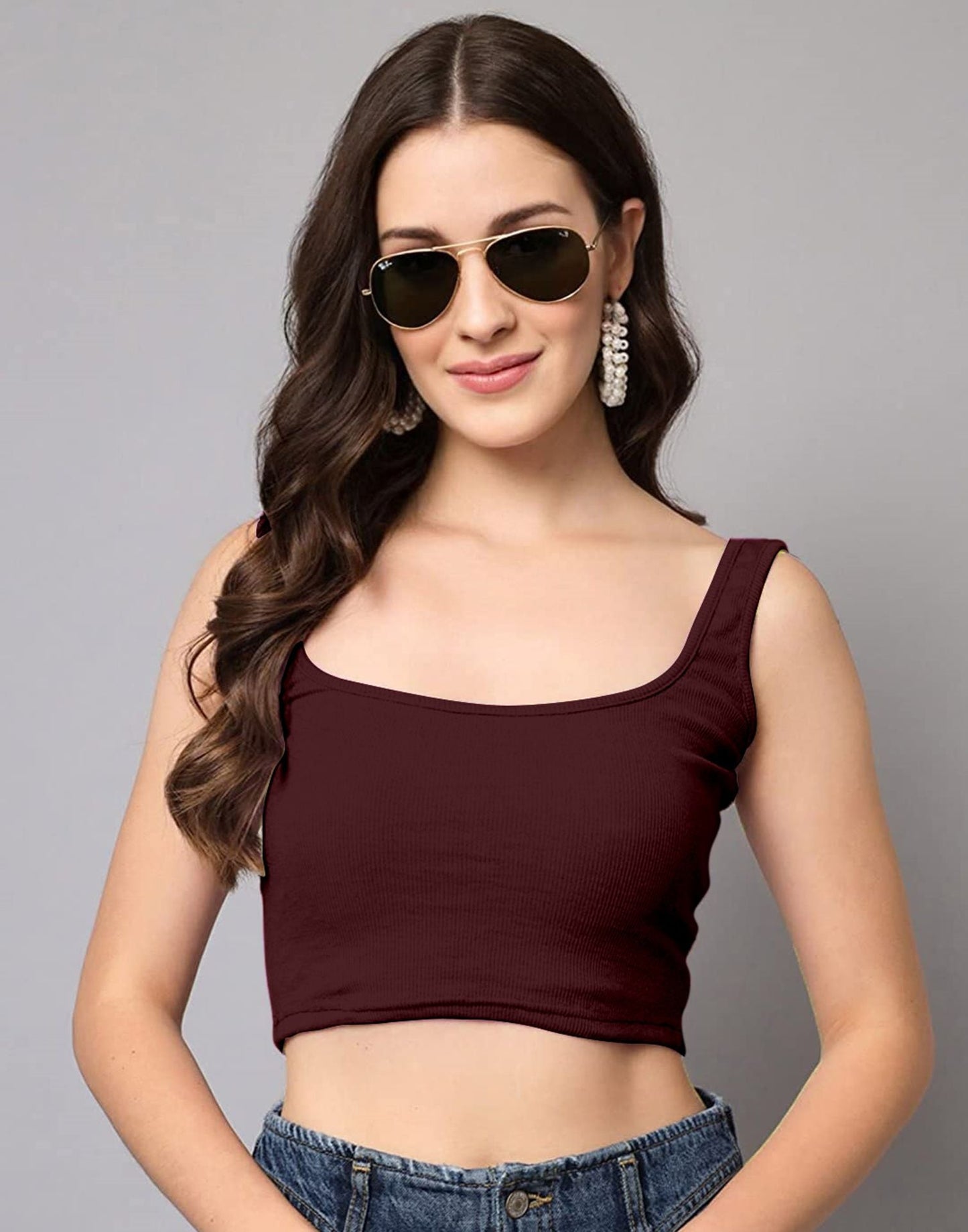 Maroon Square Neck Tank Top | Sudathi