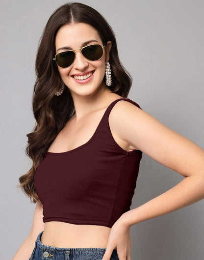 Maroon Square Neck Tank Top | Sudathi