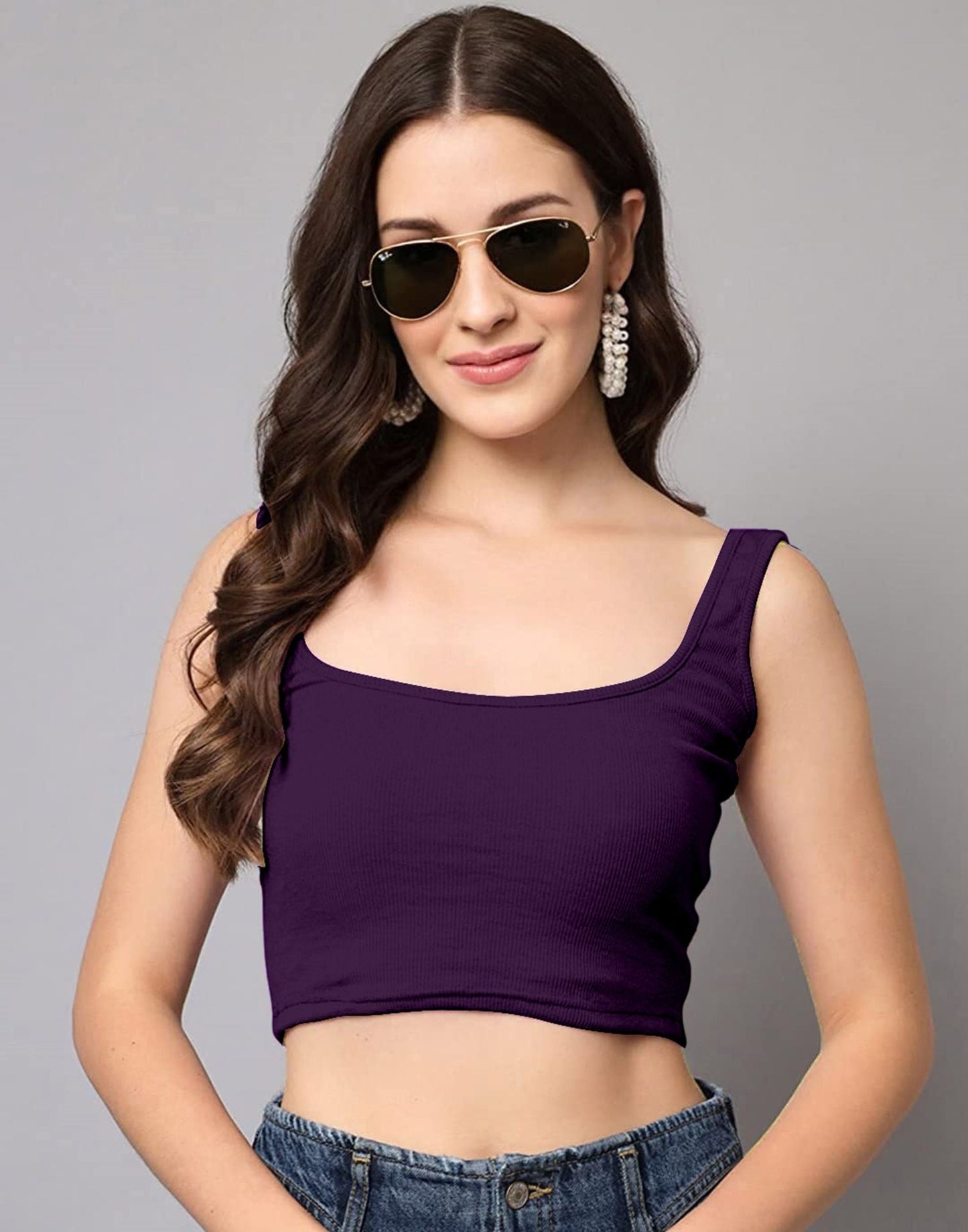 Purple Square Neck Tank Top | Sudathi