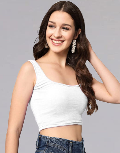 White Square Neck Tank Top | Sudathi