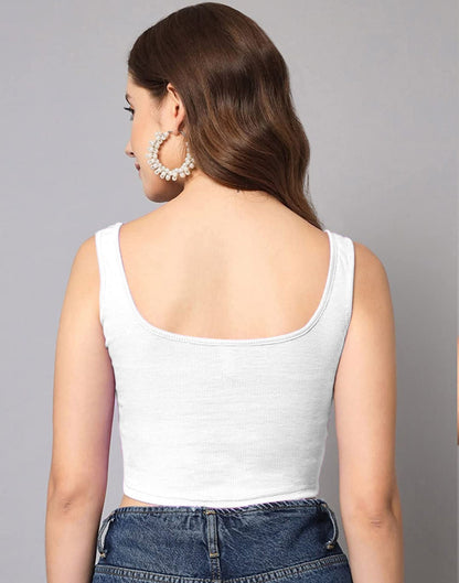 White Square Neck Tank Top | Sudathi