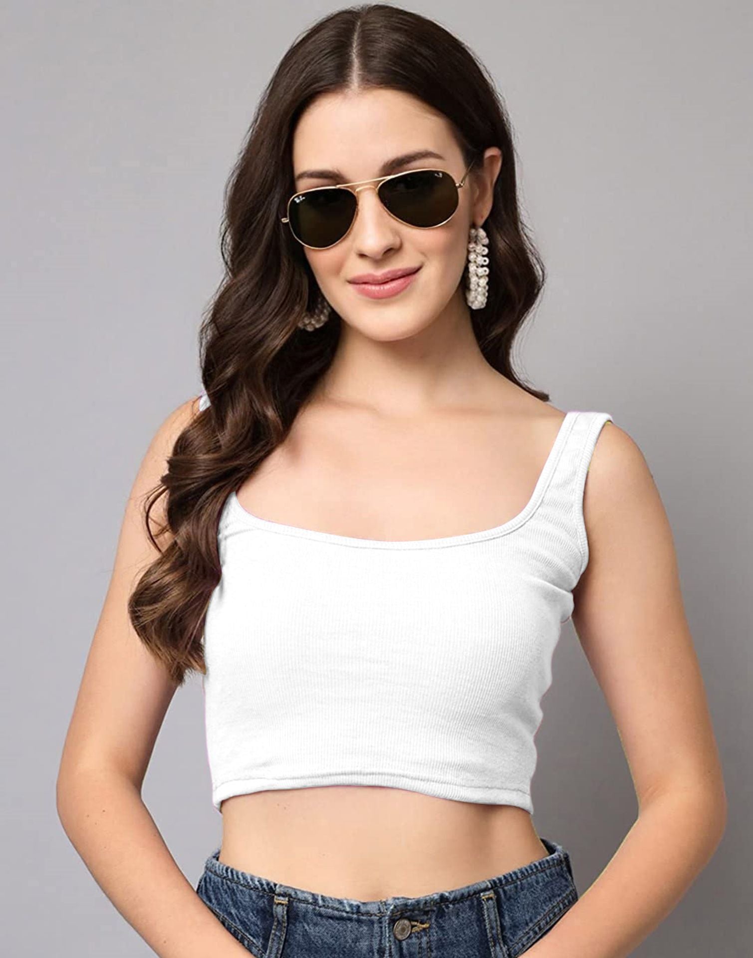 White Square Neck Tank Top | Sudathi