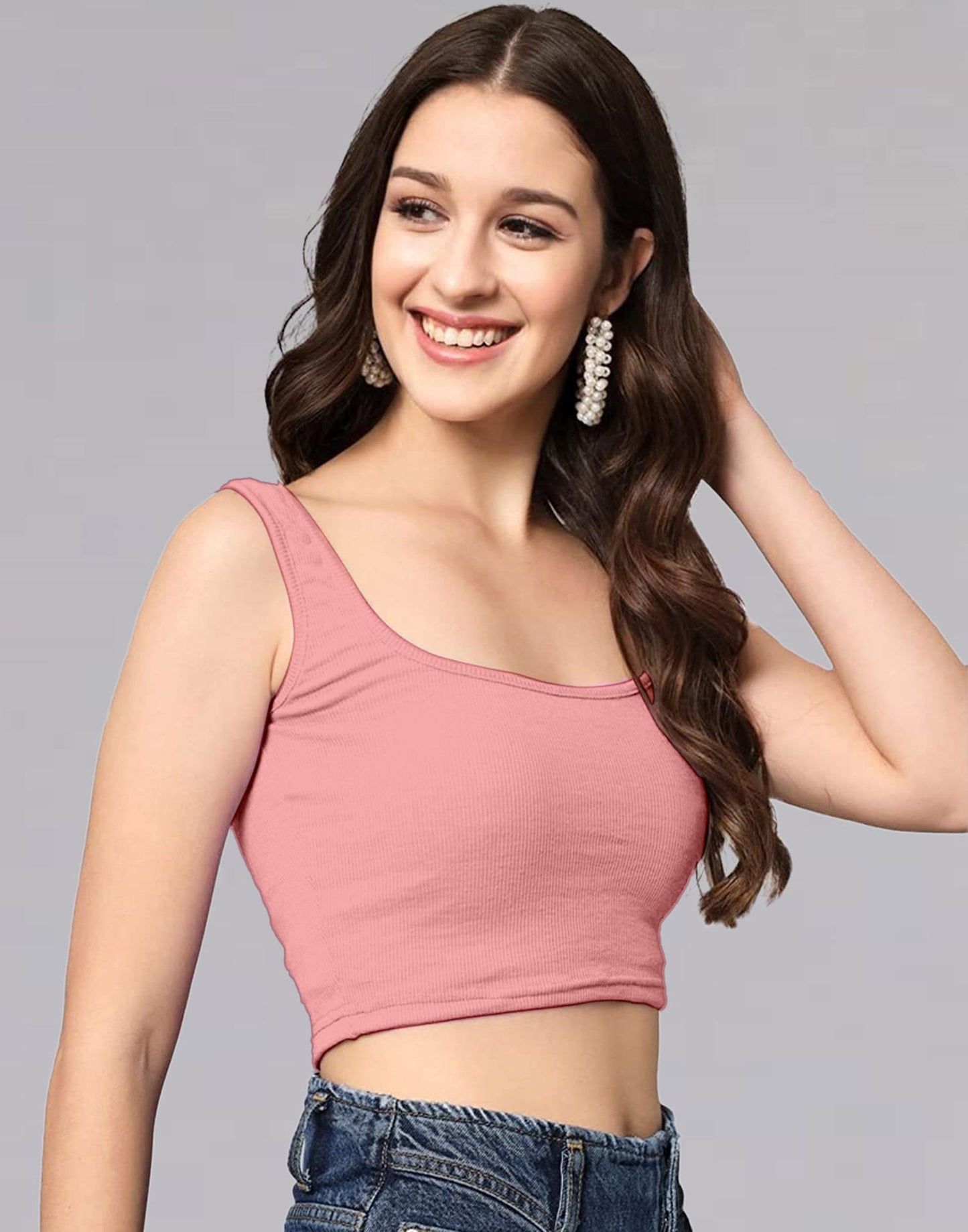 Pastel Pink Square Neck Tank Top | Sudathi