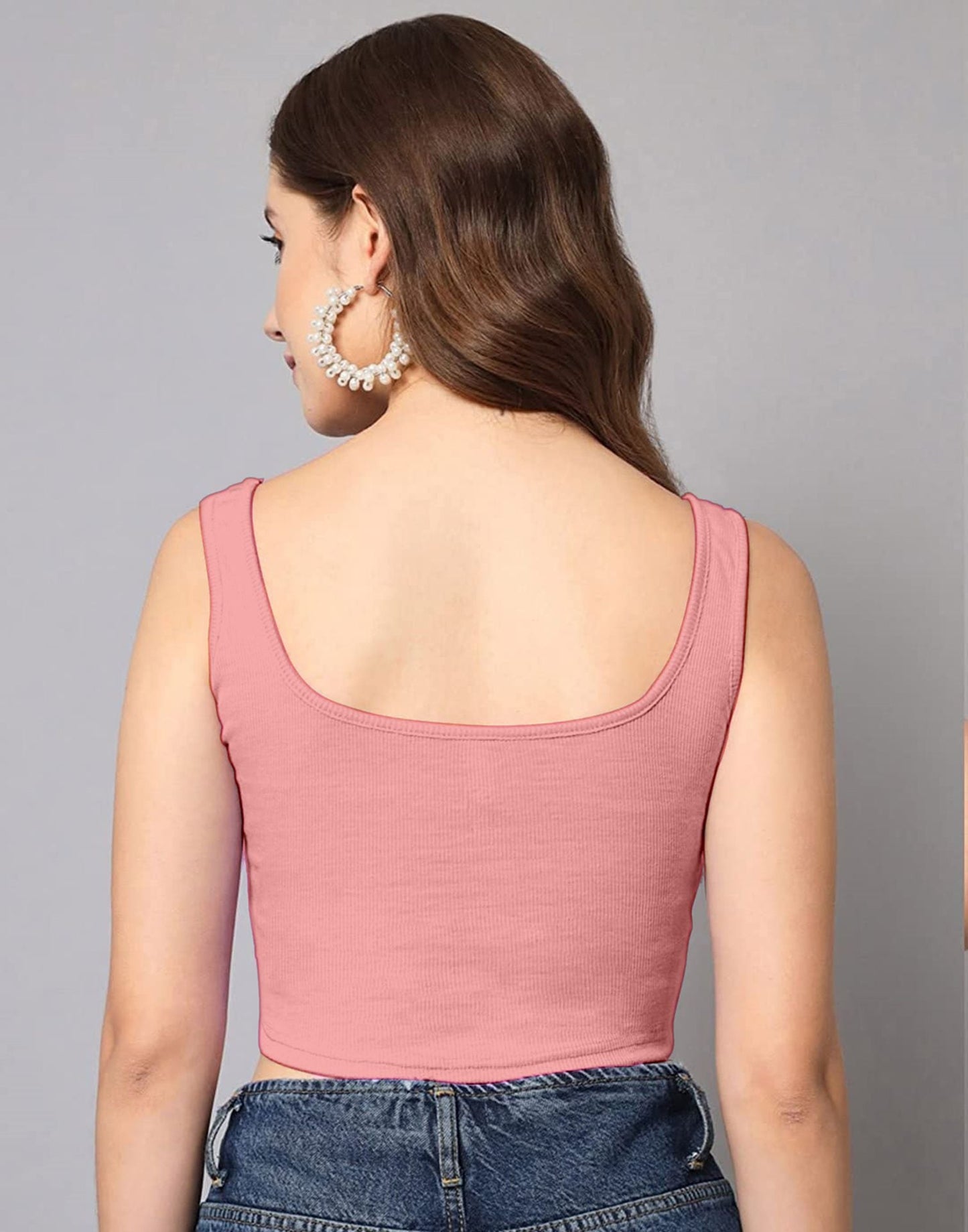 Pastel Pink Square Neck Tank Top | Sudathi