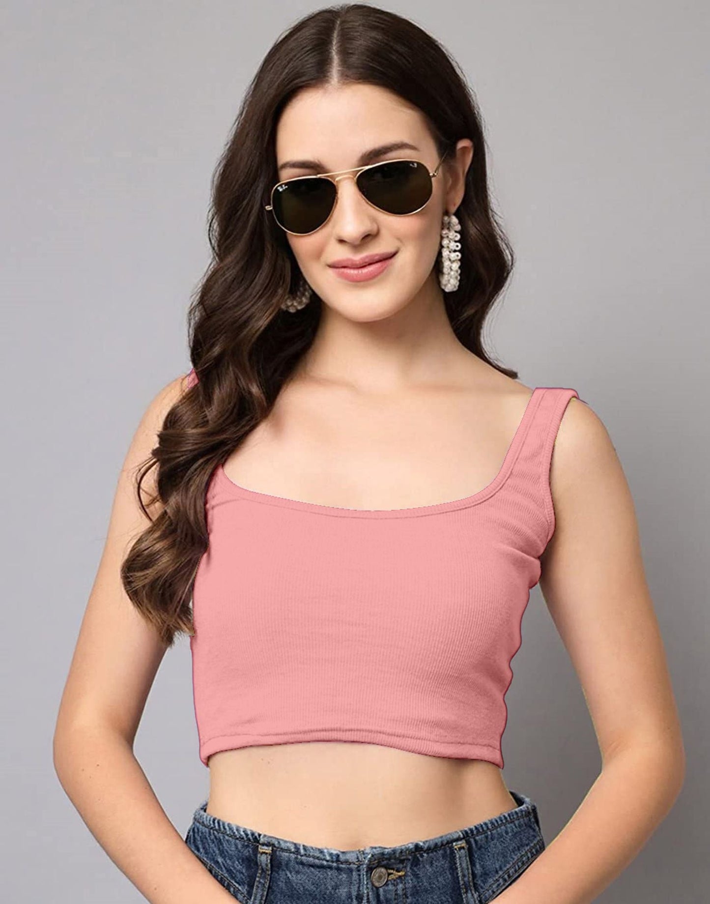 Pastel Pink Square Neck Tank Top | Sudathi