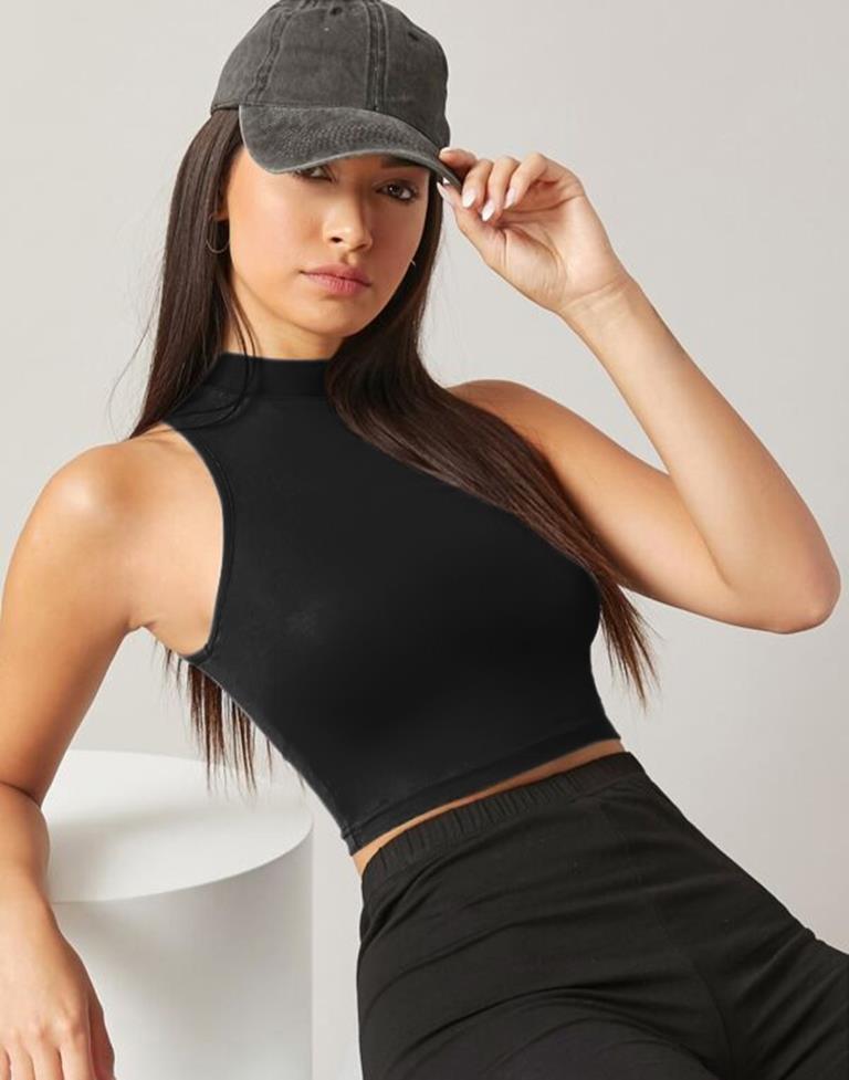 Black Plain Tank Top | Leemboodi