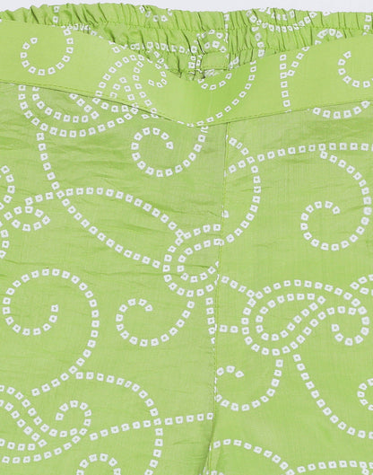 Green Printed Kurti With Pant And Dupatta | Leemboodi