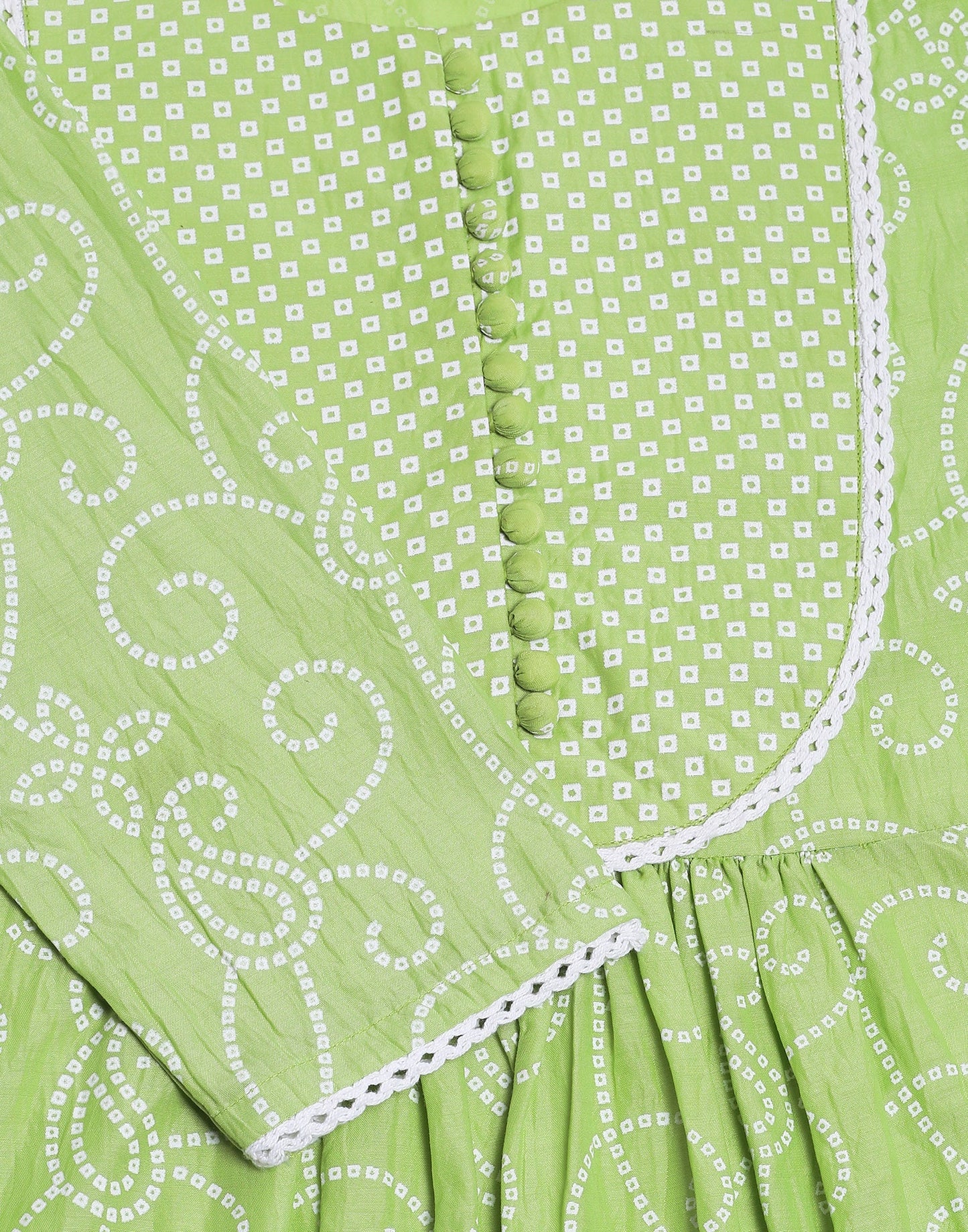 Green Printed Kurti With Pant And Dupatta | Leemboodi
