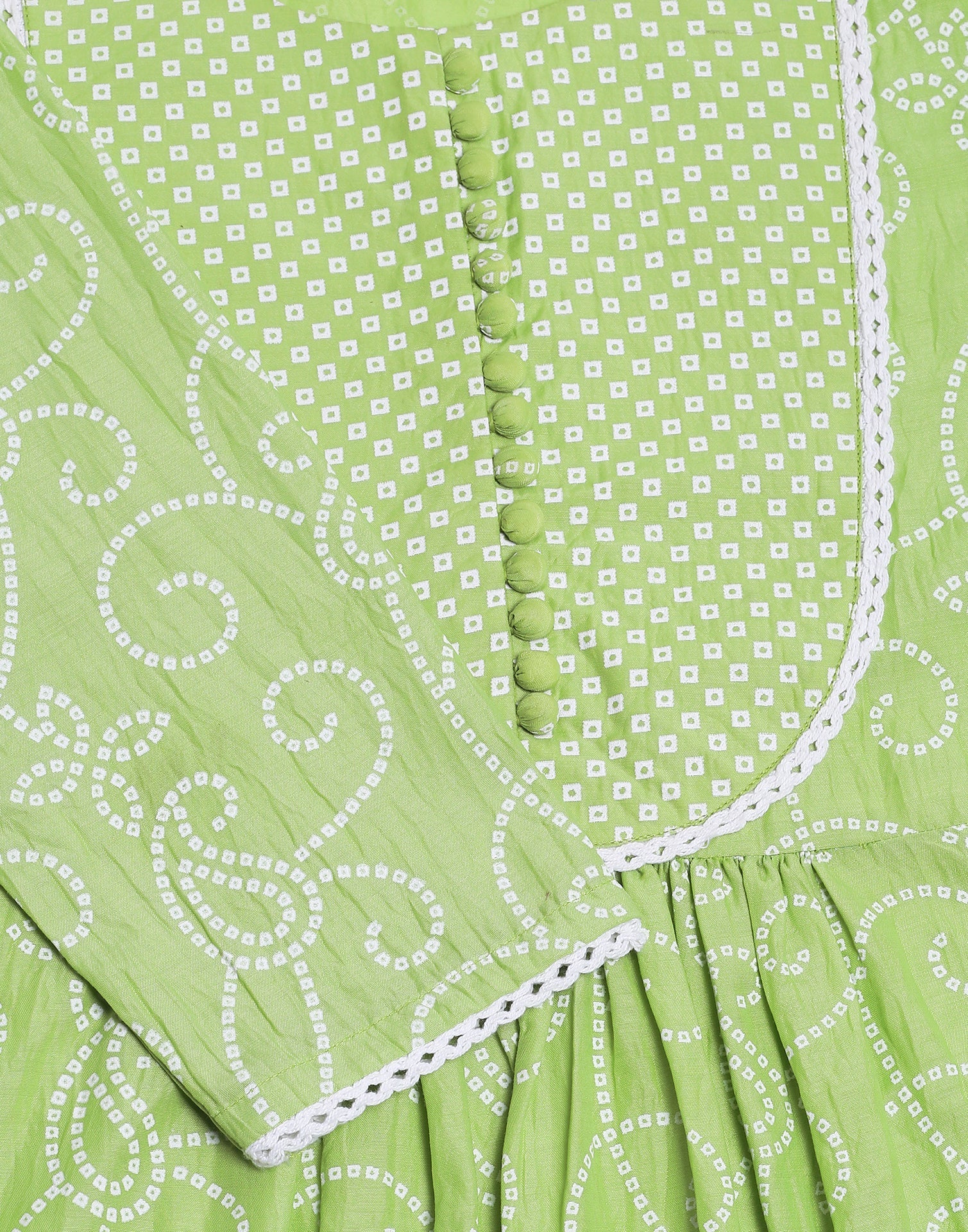 Green Printed Kurti With Pant And Dupatta | Leemboodi