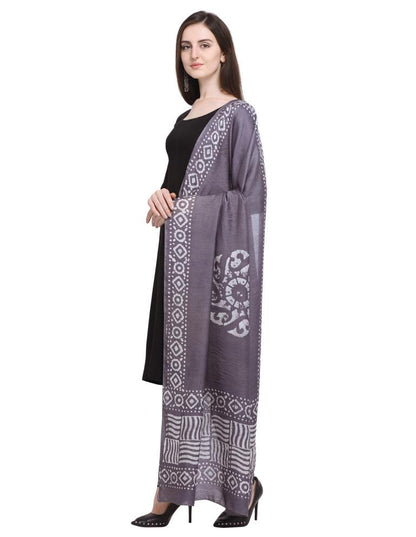 Glorious Grey Coloured Poly Cotton Batik Printed Dupatta | Sudathi