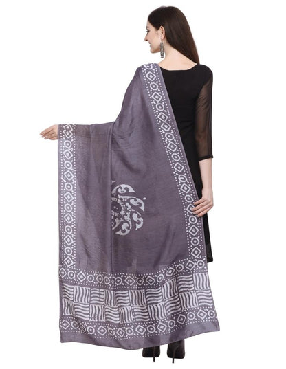 Glorious Grey Coloured Poly Cotton Batik Printed Dupatta | Sudathi