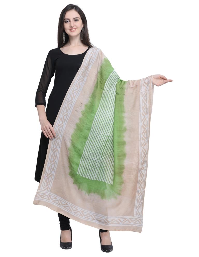 Sparkling Beige, Multicolored Coloured Poly Cotton Batik Printed Dupatta | Sudathi