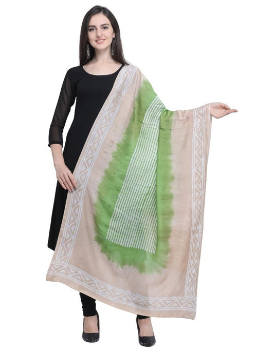 Sparkling Beige, Multicolored Coloured Poly Cotton Batik Printed Dupatta | Sudathi