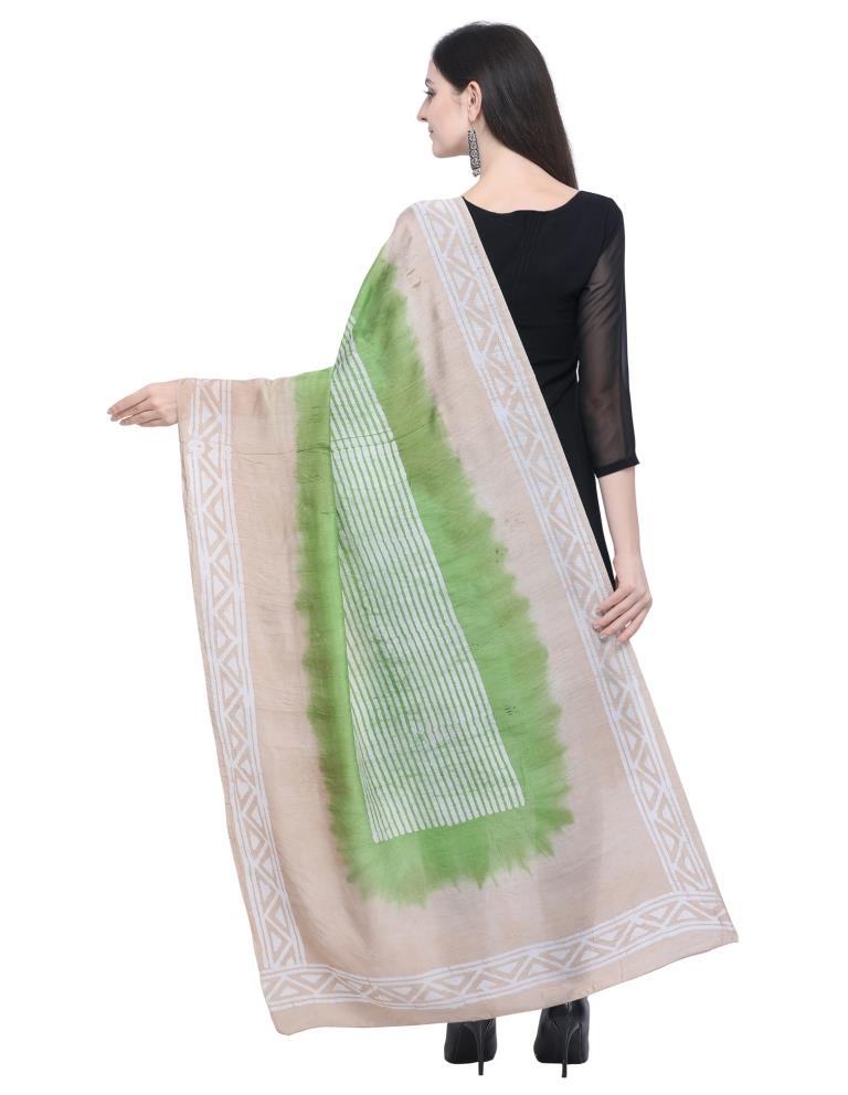 Sparkling Beige, Multicolored Coloured Poly Cotton Batik Printed Dupatta | Sudathi
