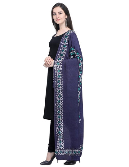 Vibrant Navy Blue, Multicolored Coloured Poly Cotton Batik Printed Dupatta | Sudathi