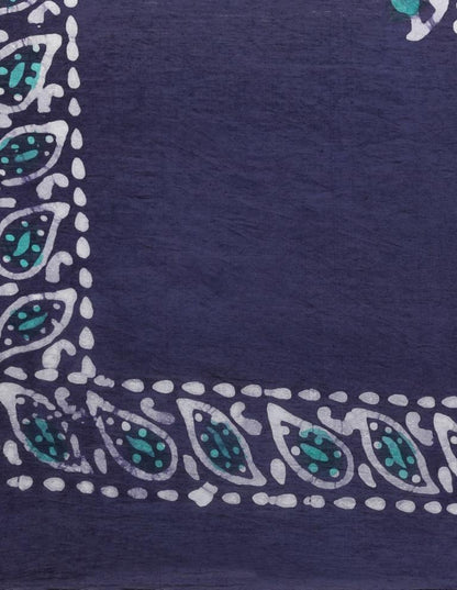 Vibrant Navy Blue, Multicolored Coloured Poly Cotton Batik Printed Dupatta | Sudathi