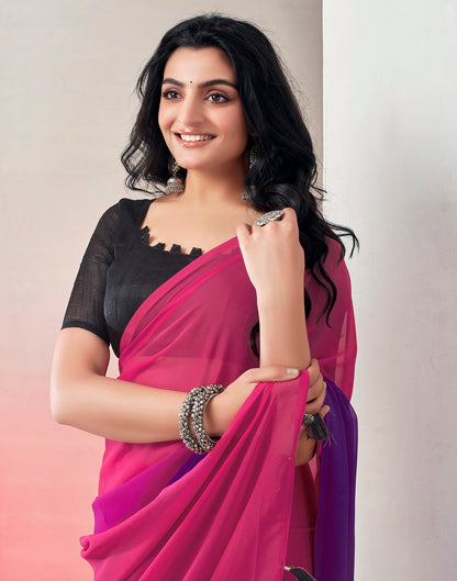 Ready to Wear Pink Georgette Plain Saree