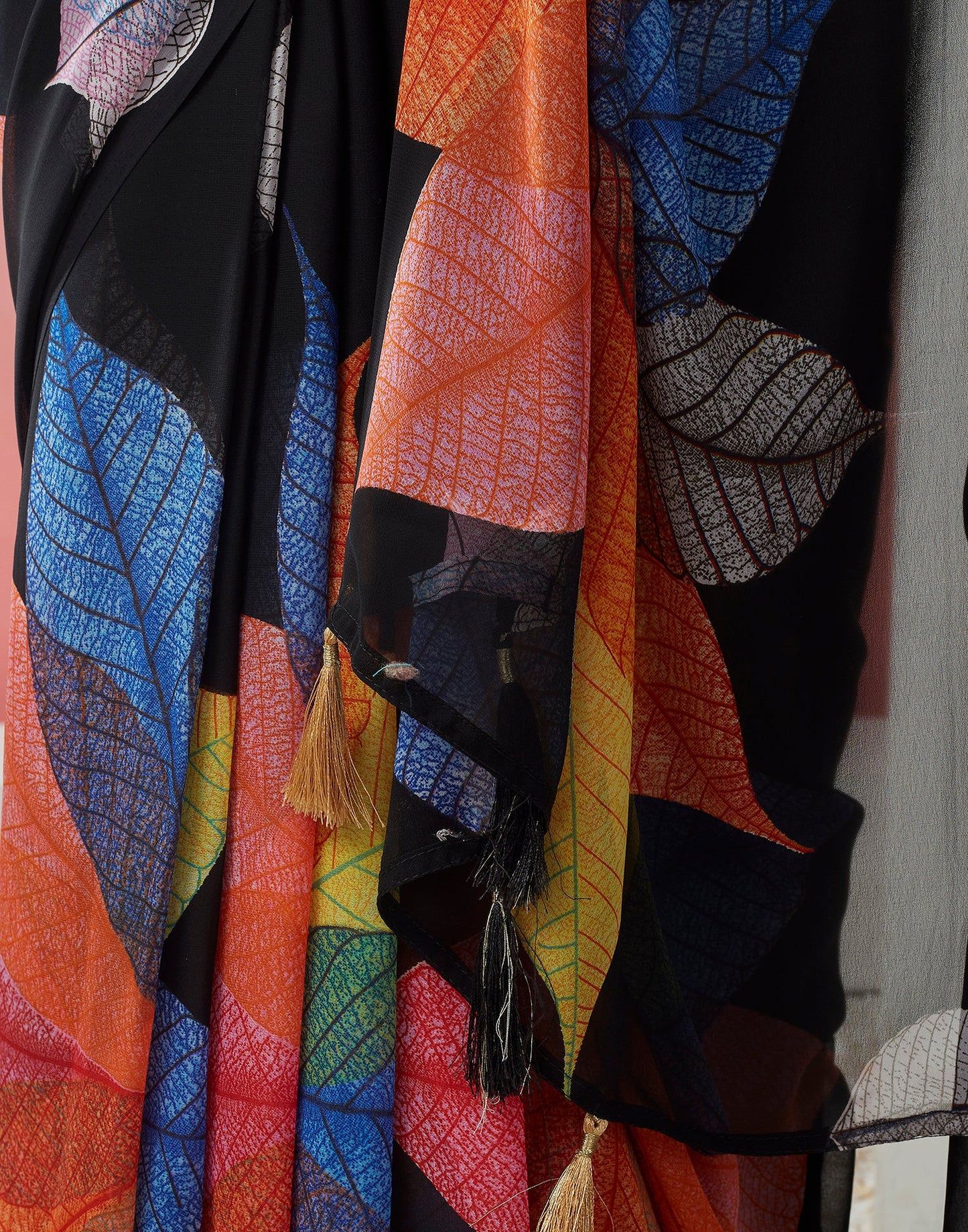 Ready to Wear Black &Multicolour Georgette Printed Saree