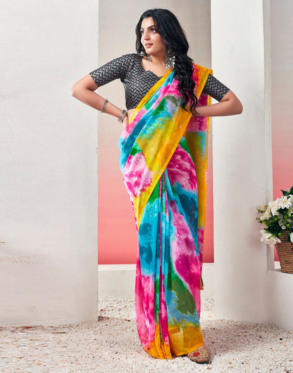 Ready to Wear Multicoloured Georgette Printed Saree