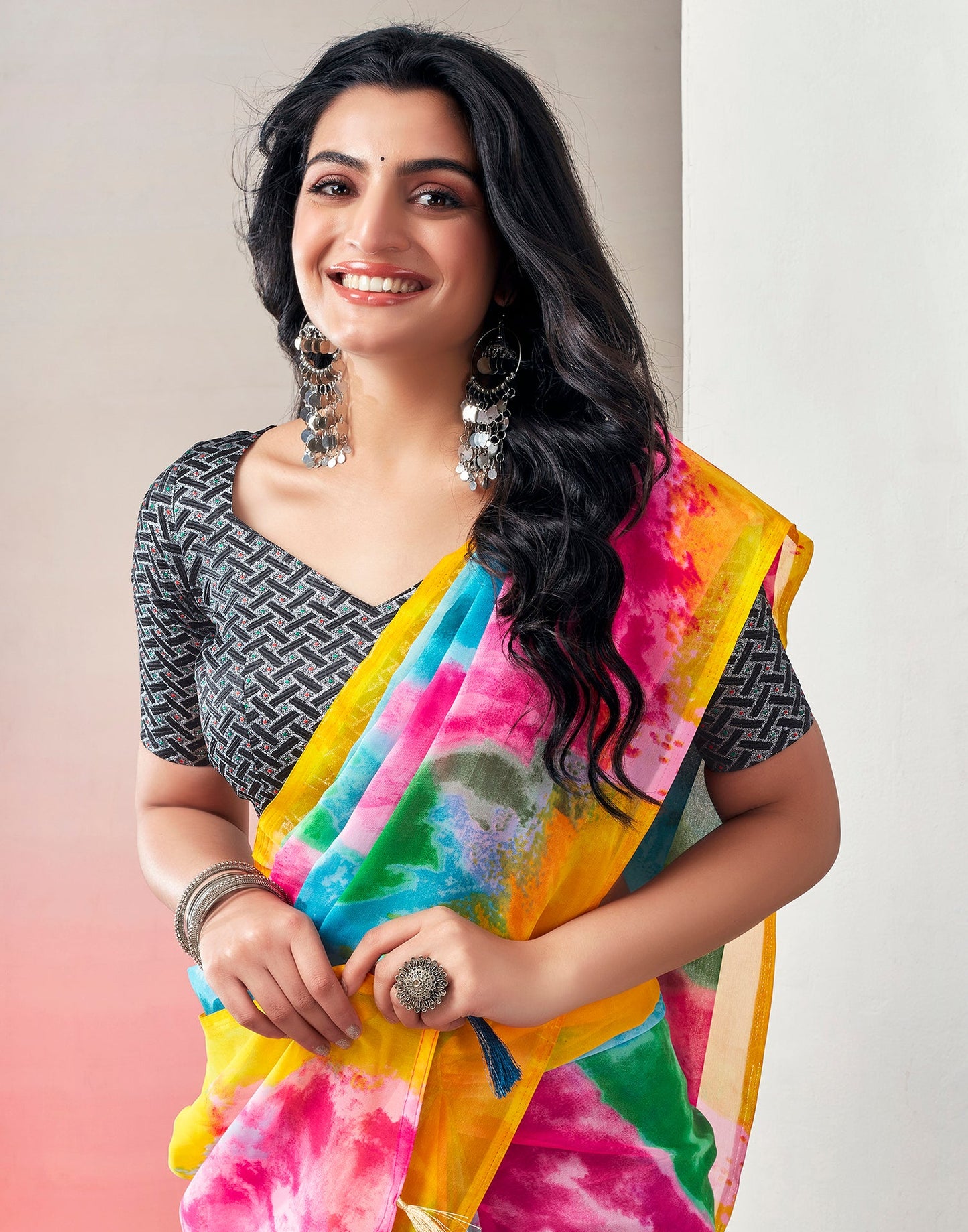 Ready to Wear Multicoloured Georgette Printed Saree