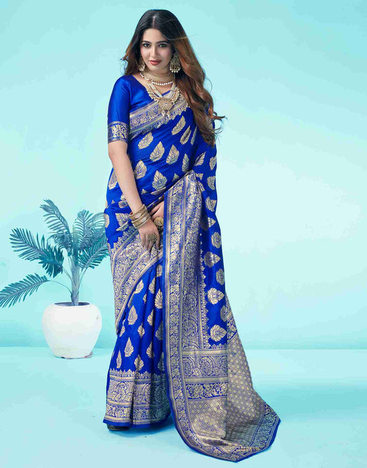 Royal Blue Jacquard Silk Saree