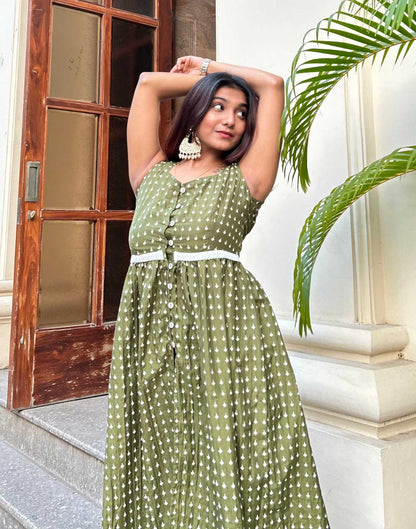 Green Kurti With Pant And Dupatta