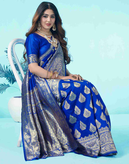 Royal Blue Jacquard Silk Saree