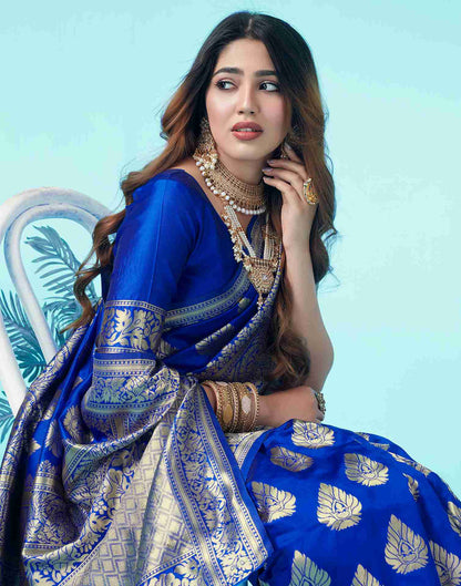 Royal Blue Jacquard Silk Saree