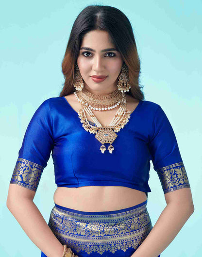Royal Blue Jacquard Silk Saree