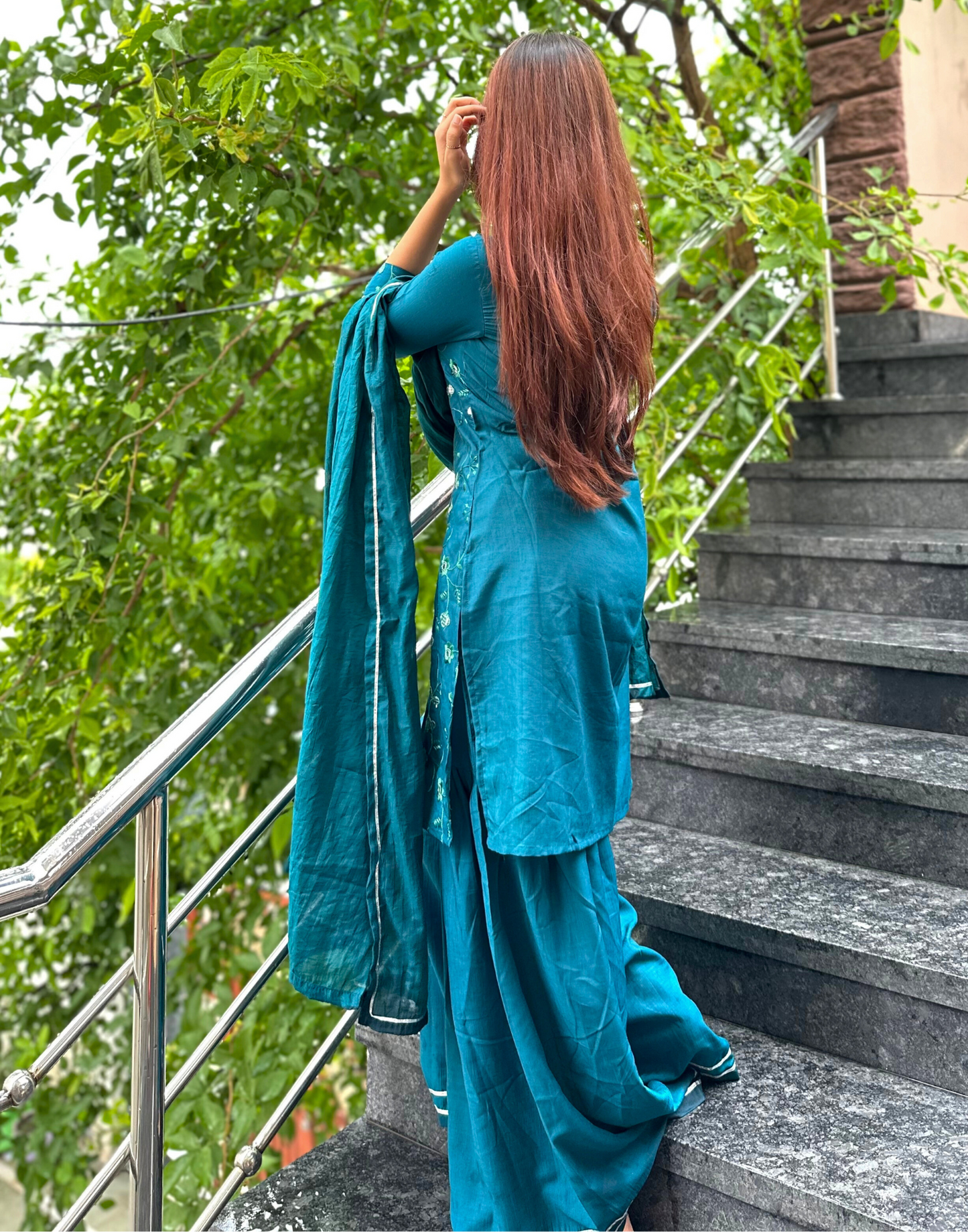 Dark Green Kurti With Sharara And Dupatta | Leemboodi