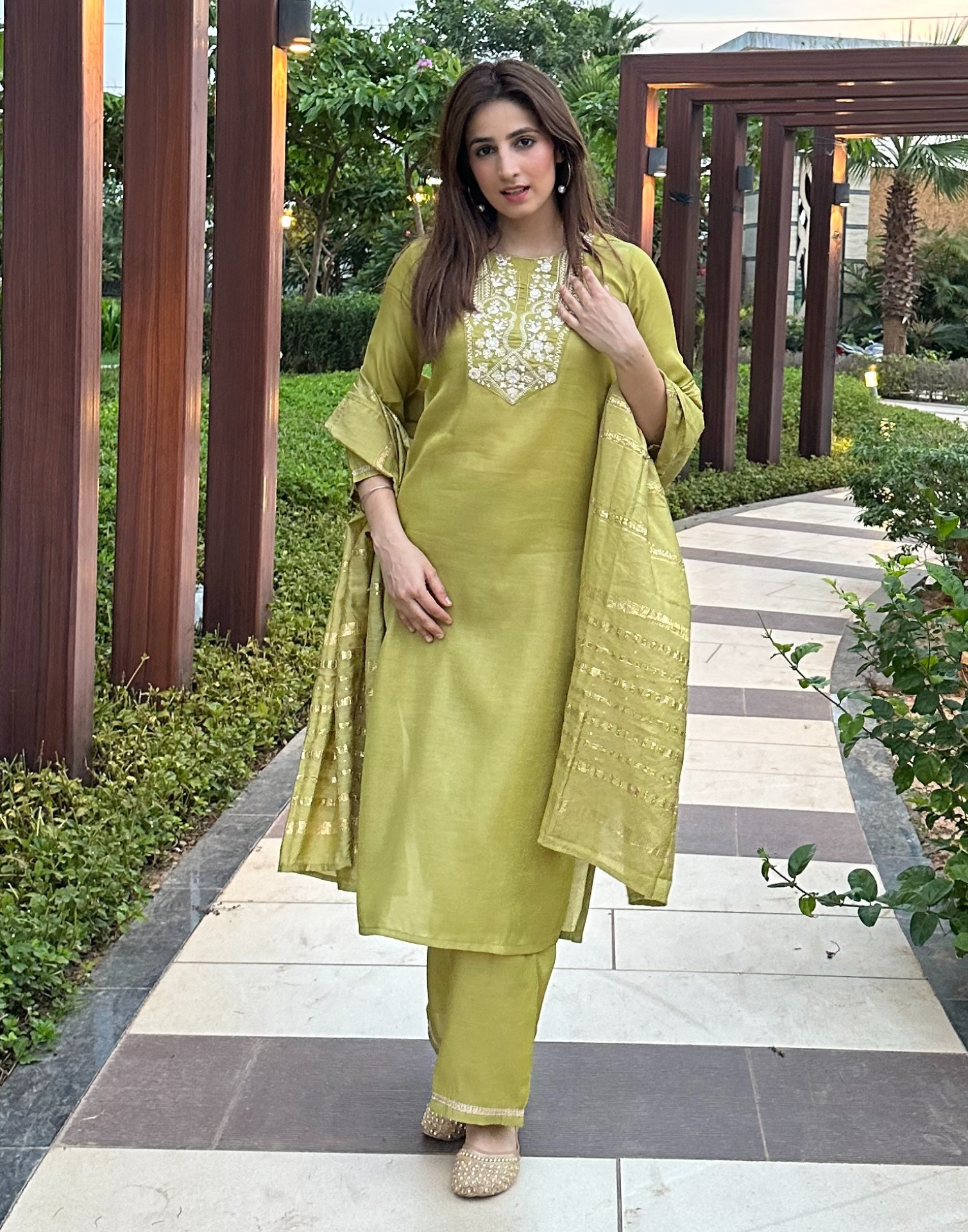 Mint Green Kurti With Pant And Dupatta | Leemboodi