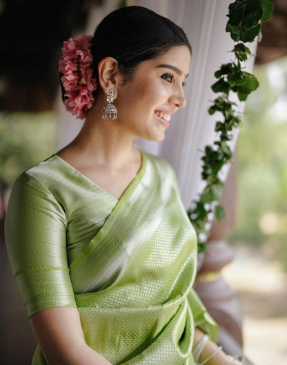 Pear Green Kanjivaram Silk Saree | Sudathi