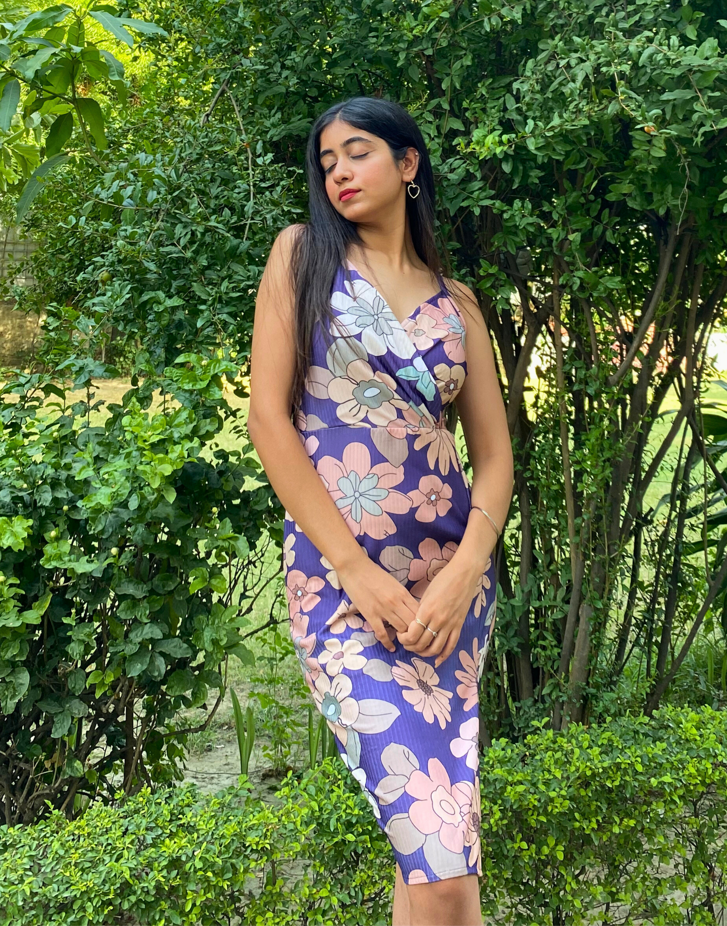 Purple Wrap Slit Bodycon | Leemboodi