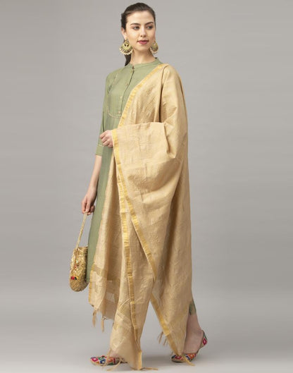 Olive Green Gota Patti Kurti with Pant And Dupatta | Leemboodi