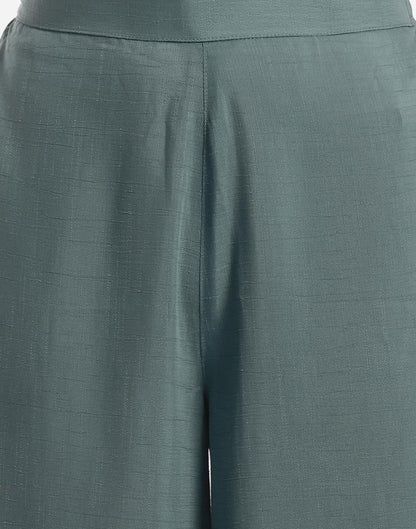 Greyish Teal Kurti with Palazzo And Dupatta | Leemboodi