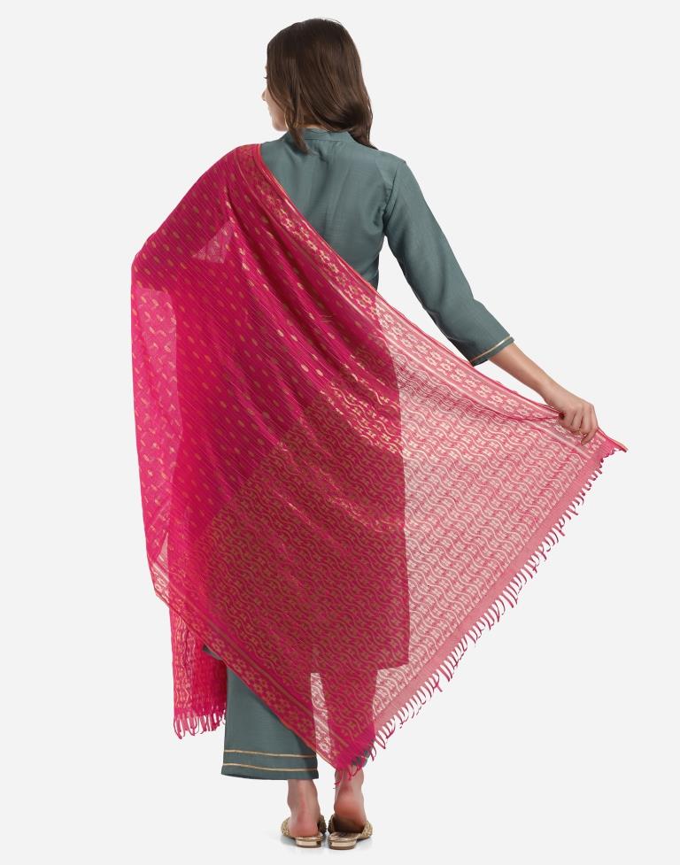 Greyish Teal Kurti with Palazzo And Dupatta | Leemboodi