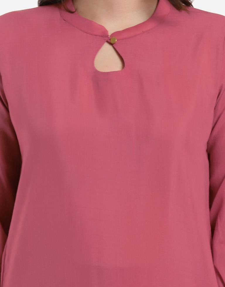 Onion Pink Kurti with Palazzo And Dupatta | Leemboodi