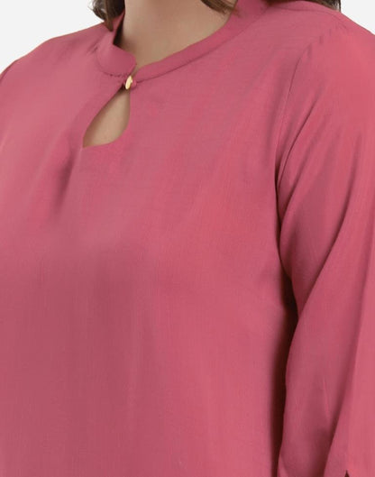 Onion Pink Kurti with Palazzo And Dupatta | Leemboodi