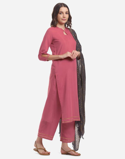 Onion Pink Kurti with Palazzo And Dupatta | Leemboodi