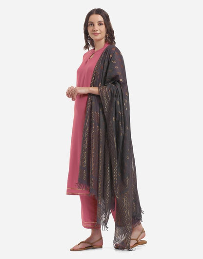 Onion Pink Kurti with Palazzo And Dupatta | Leemboodi