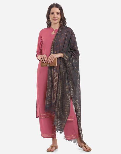 Onion Pink Kurti with Palazzo And Dupatta | Leemboodi