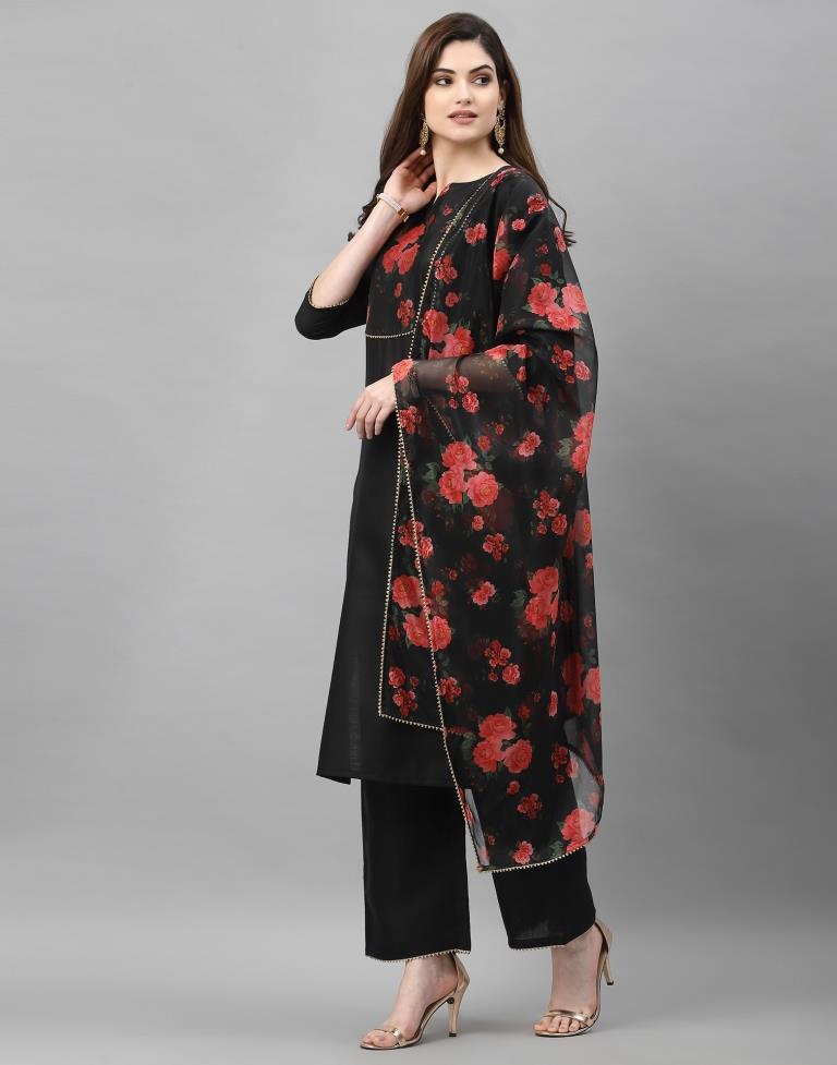 Black Kurti with Pant And Dupatta | Sudathi