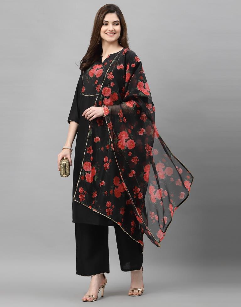 Black Kurti with Pant And Dupatta | Sudathi