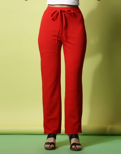 Red knotted Straight Fit Trouser | Sudathi