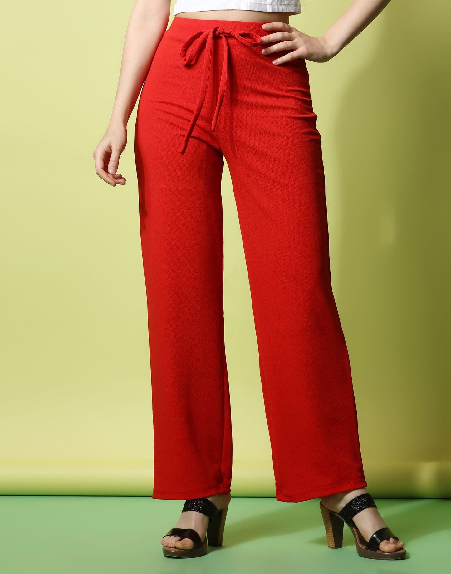 Red knotted Straight Fit Trouser | Sudathi