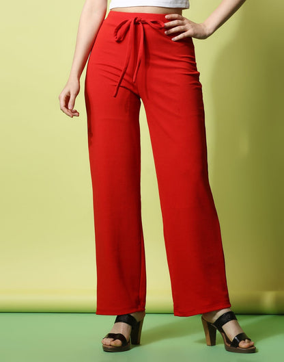 Red knotted Straight Fit Trouser | Sudathi