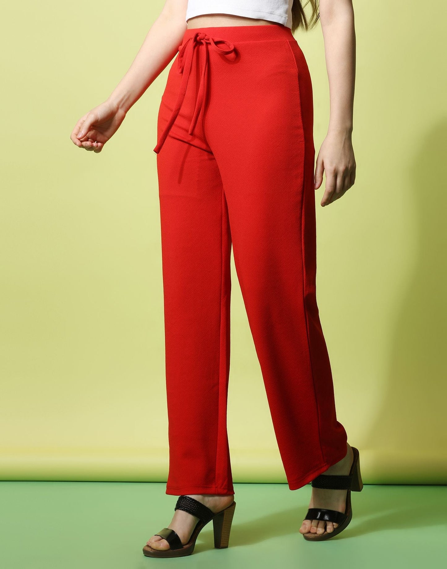 Red knotted Straight Fit Trouser | Sudathi