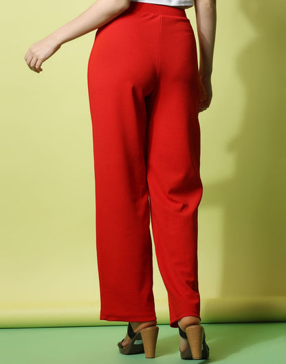 Red knotted Straight Fit Trouser | Sudathi